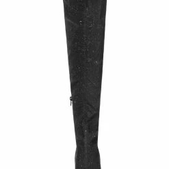 Allegra K Women's Glitter Pointed Toe Stiletto Heels Over The Knee High Boots Shoes