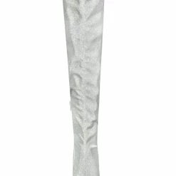 Allegra K Women's Glitter Pointed Toe Stiletto Heels Over The Knee High Boots Shoes