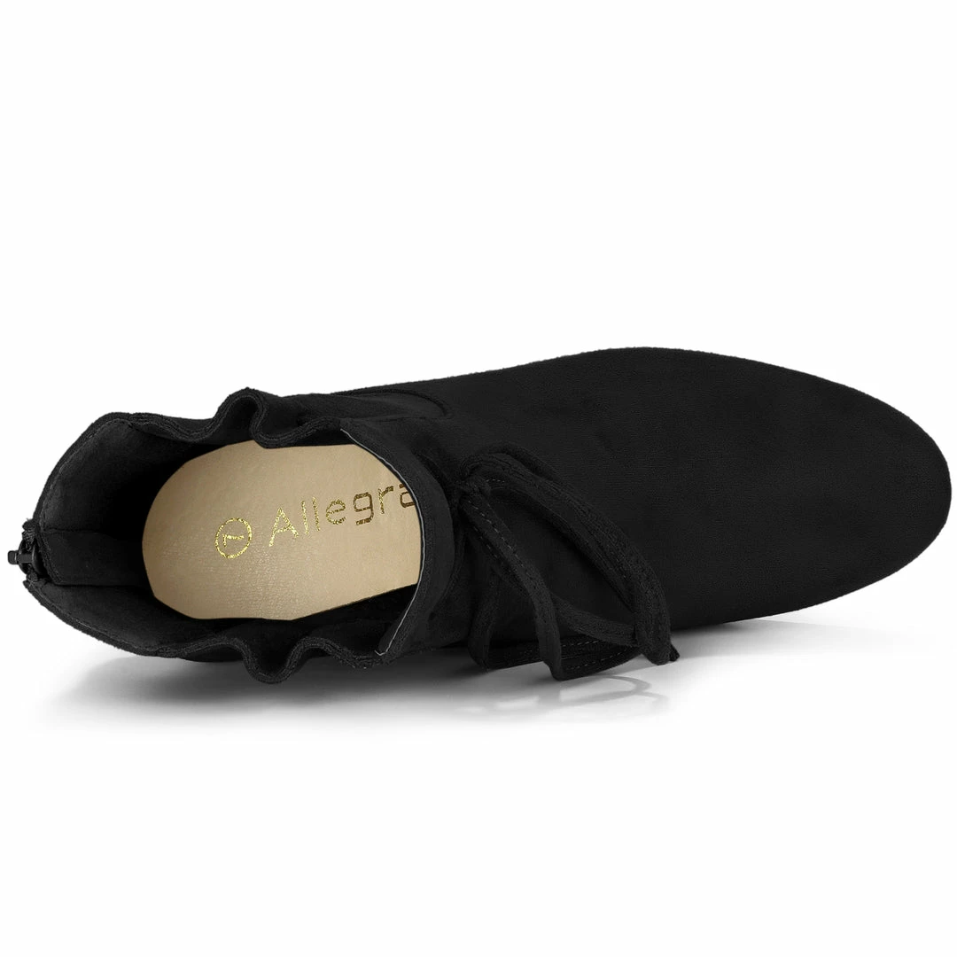 Allegra K Women's Lace Up Round Toe Drawstring Block Heel Ankle Boots Shoes 20 Allegra K Women's Lace Up Round Toe Drawstring Block Heel Ankle Boots Shoes