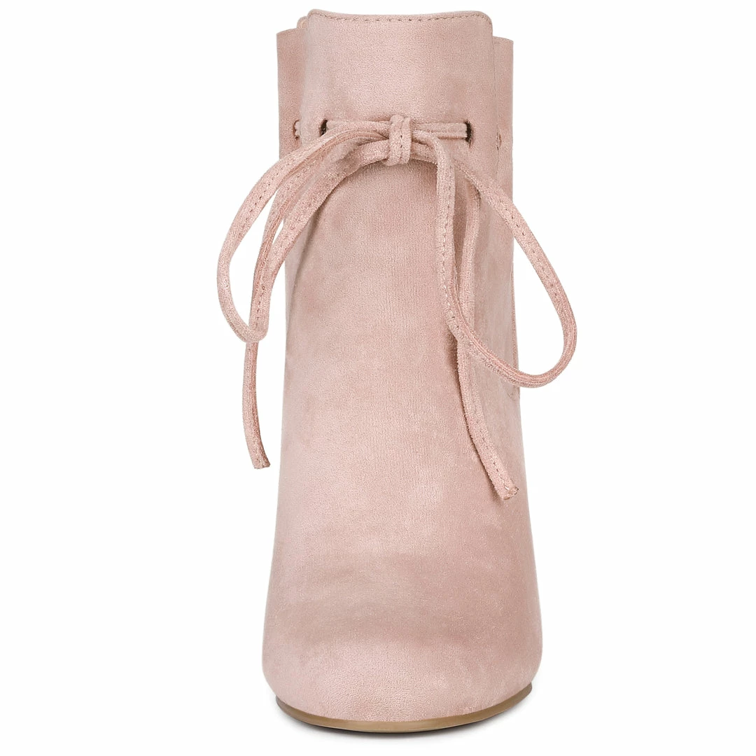 Allegra K Women's Lace Up Round Toe Drawstring Block Heel Ankle Boots Shoes 5 Allegra K Women's Lace Up Round Toe Drawstring Block Heel Ankle Boots Shoes