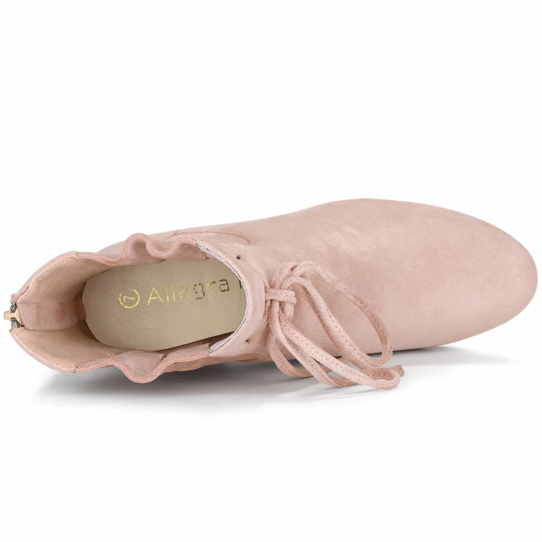 Allegra K Women's Lace Up Round Toe Drawstring Block Heel Ankle Boots Shoes 7 Allegra K Women's Lace Up Round Toe Drawstring Block Heel Ankle Boots Shoes