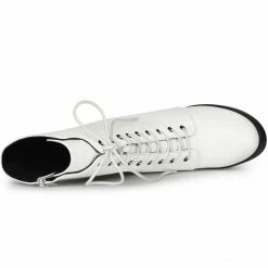 Allegra K Women's Platform Lace Up Chunky Heels Combat Boots