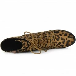 Allegra K Women's Platform Lace Up Chunky Heels Combat Boots