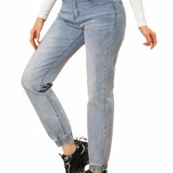 Allegra K Women's High Waist Chic Straight Leg Denim Jeans