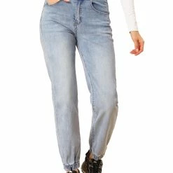 Allegra K Women's High Waist Chic Straight Leg Denim Jeans