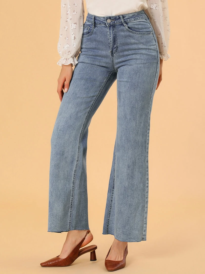 Allegra K Women's High Waisted Pants Straight Leg Denim Jeans 6 Allegra K Women's High Waisted Pants Straight Leg Denim Jeans