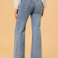 Allegra K Women's High Waisted Pants Straight Leg Denim Jeans 12 Allegra K Women's High Waisted Pants Straight Leg Denim Jeans