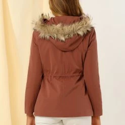 Allegra K Women's Winter Faux Fur Trim Parkas Lined Warm Cotton Zipper Hoodie Coat 13 Allegra K Women's Winter Faux Fur Trim Parkas Lined Warm Cotton Zipper Hoodie Coat