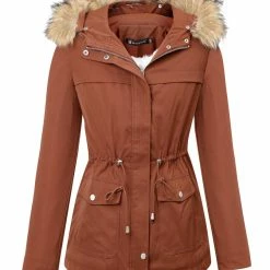 Allegra K Women's Winter Faux Fur Trim Parkas Lined Warm Cotton Zipper Hoodie Coat 10 Allegra K Women's Winter Faux Fur Trim Parkas Lined Warm Cotton Zipper Hoodie Coat