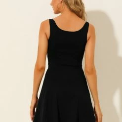 Allegra K Women's Wide Strap Zipper Front Scoop Neck Mini A-Line Sundress 14 Allegra K Women's Wide Strap Zipper Front Scoop Neck Mini A-Line Sundress