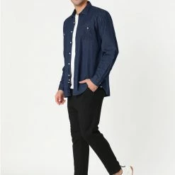 Allegra K Men's Casual Dress Jean Shirts Button Down Long Sleeve Denim Work Shirt 29 Allegra K Men's Casual Dress Jean Shirts Button Down Long Sleeve Denim Work Shirt