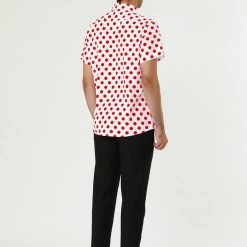 Allegra K HZ160403 Men Short Sleeves Cotton Polka Dots Button Up Shirt