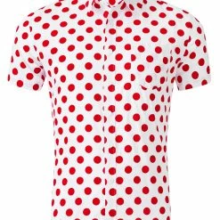 Allegra K HZ160403 Men Short Sleeves Cotton Polka Dots Button Up Shirt