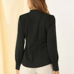 Allegra K Women's Work Office Stand Collar Button Down Long Sleeve Shirts Blouse 48 Allegra K Women's Work Office Stand Collar Button Down Long Sleeve Shirts Blouse