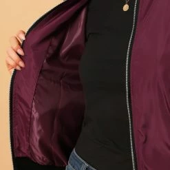 Allegra K Women's Windbreaker Outerwear With Pockets Casual Lightweight Zip Up Bomber Jacket