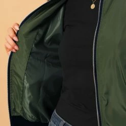 Allegra K Women's Windbreaker Outerwear With Pockets Casual Lightweight Zip Up Bomber Jacket