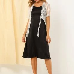 Allegra K Women's Lace Mesh Short Tie Front Shrug 31 Allegra K Women's Lace Mesh Short Tie Front Shrug