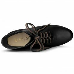 Allegra K Women's Round Toe Lace Up Chunky Heels Ankle Booties