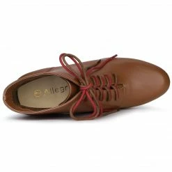 Allegra K Women's Round Toe Lace Up Chunky Heels Ankle Booties