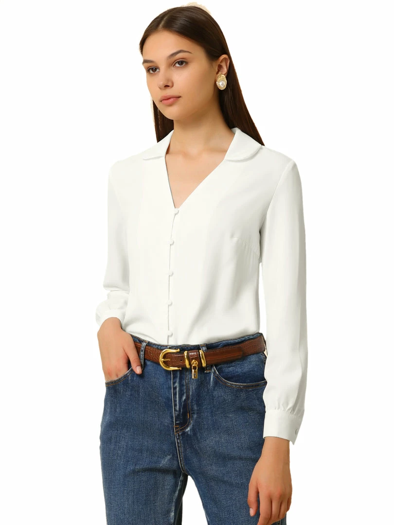 Allegra K Women's Work Vintage Button Down Business Casual Top 4 Allegra K Women's Work Vintage Button Down Business Casual Top