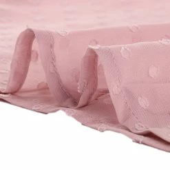 Allegra K Women's Swiss Dots Textured Ruffle Neck Long Sleeve Blouse