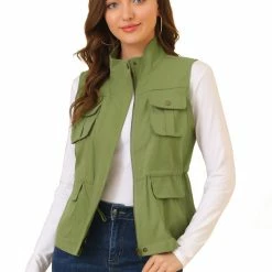 Allegra K Women's Sleeveless Safari Jacket Lightweight Drawstring Utility Vest 11 Allegra K Women's Sleeveless Safari Jacket Lightweight Drawstring Utility Vest