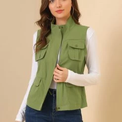 Allegra K Women's Sleeveless Safari Jacket Lightweight Drawstring Utility Vest 12 Allegra K Women's Sleeveless Safari Jacket Lightweight Drawstring Utility Vest