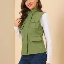 Allegra K Women's Sleeveless Safari Jacket Lightweight Drawstring Utility Vest 13 Allegra K Women's Sleeveless Safari Jacket Lightweight Drawstring Utility Vest