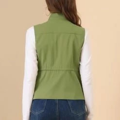 Allegra K Women's Sleeveless Safari Jacket Lightweight Drawstring Utility Vest 14 Allegra K Women's Sleeveless Safari Jacket Lightweight Drawstring Utility Vest