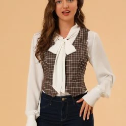 Allegra K Womens Waistcoat Steampunk Dressy Sleeveless Jacket Versatile Racerback Suit Vests 36 Allegra K Womens Waistcoat Steampunk Dressy Sleeveless Jacket Versatile Racerback Suit Vests