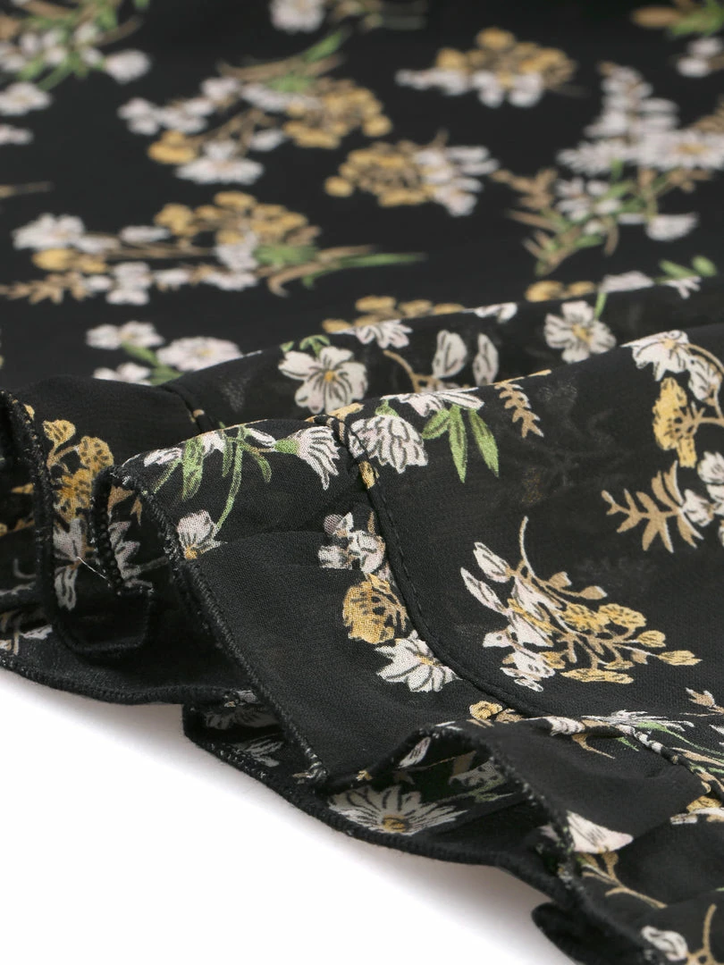 Allegra K Women's Casual Ruffle 3/4 Sleeve Floral Print Chiffon Blouse 54 Allegra K Women's Casual Ruffle 3/4 Sleeve Floral Print Chiffon Blouse