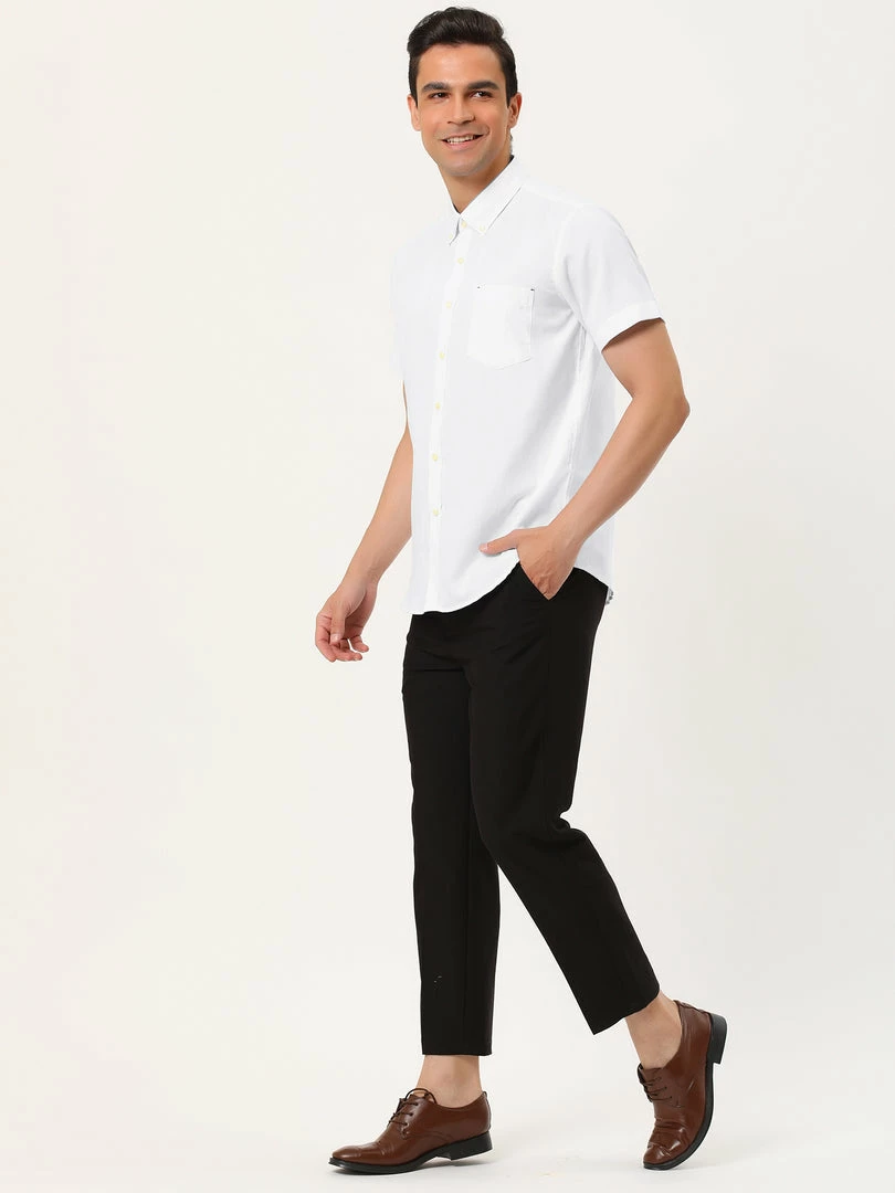 Allegra K Men's Summer Formal Solid Color Button Down Short Sleeves Dress Shirt 49 Allegra K Men's Summer Formal Solid Color Button Down Short Sleeves Dress Shirt