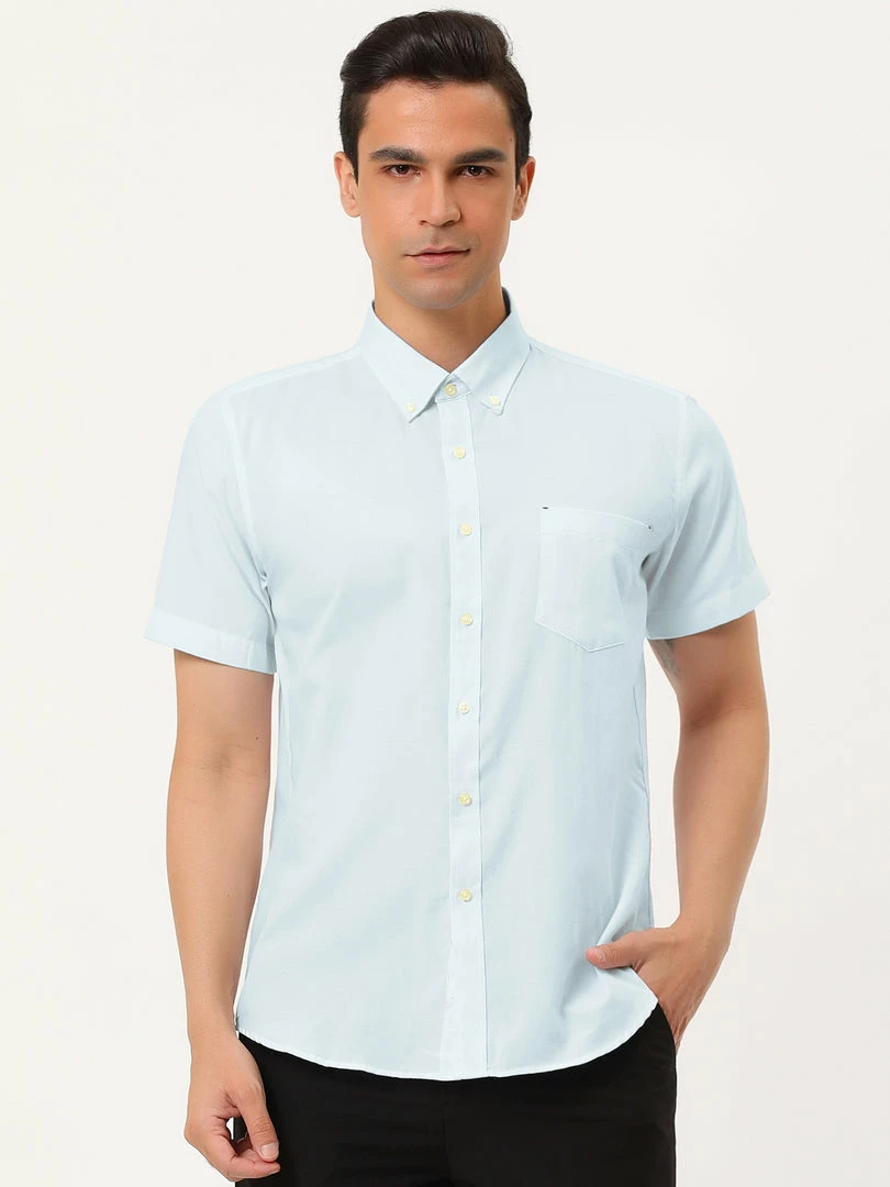 Allegra K Men's Summer Formal Solid Color Button Down Short Sleeves Dress Shirt 41 Allegra K Men's Summer Formal Solid Color Button Down Short Sleeves Dress Shirt