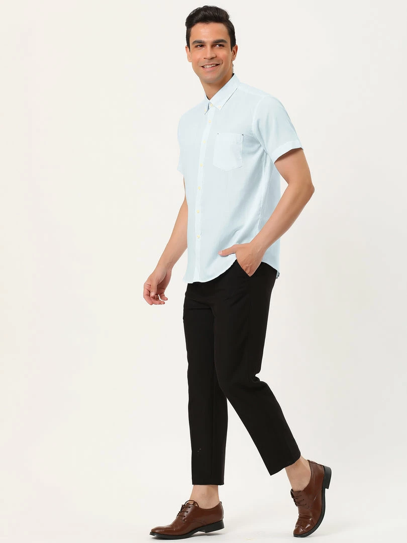 Allegra K Men's Summer Formal Solid Color Button Down Short Sleeves Dress Shirt 43 Allegra K Men's Summer Formal Solid Color Button Down Short Sleeves Dress Shirt