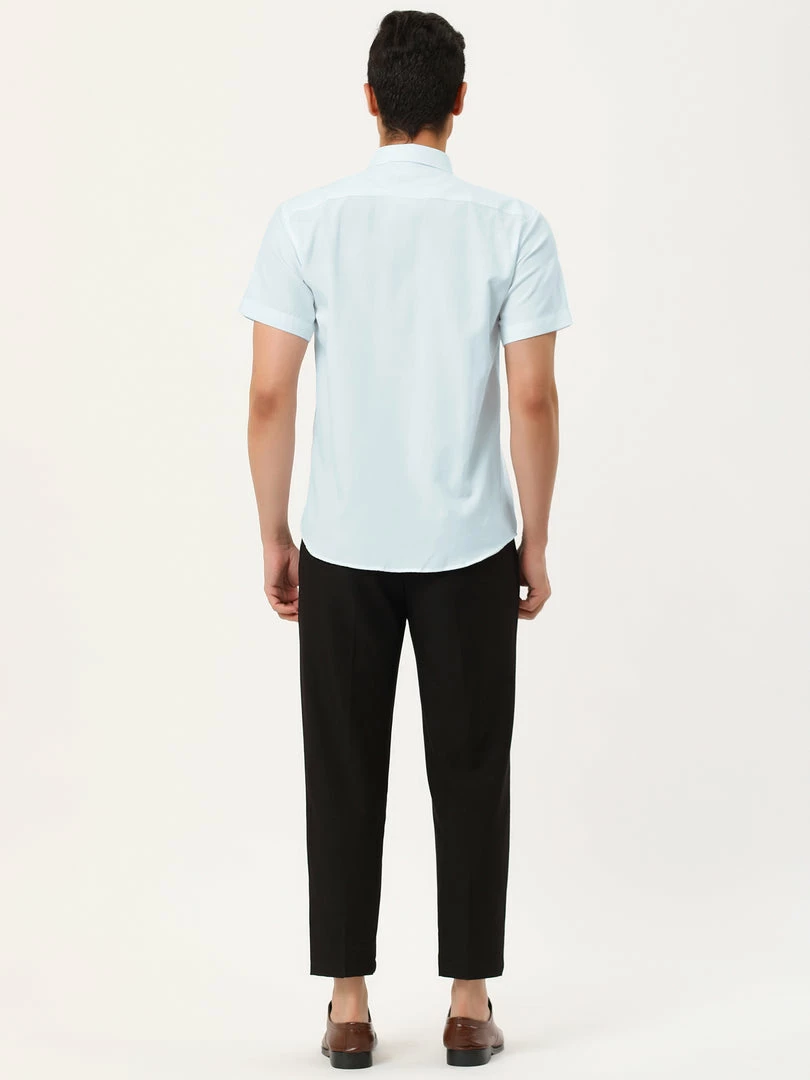 Allegra K Men's Summer Formal Solid Color Button Down Short Sleeves Dress Shirt 44 Allegra K Men's Summer Formal Solid Color Button Down Short Sleeves Dress Shirt