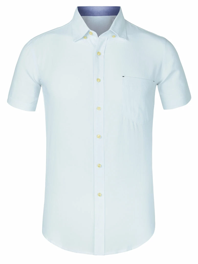 Allegra K Men's Summer Formal Solid Color Button Down Short Sleeves Dress Shirt 40 Allegra K Men's Summer Formal Solid Color Button Down Short Sleeves Dress Shirt