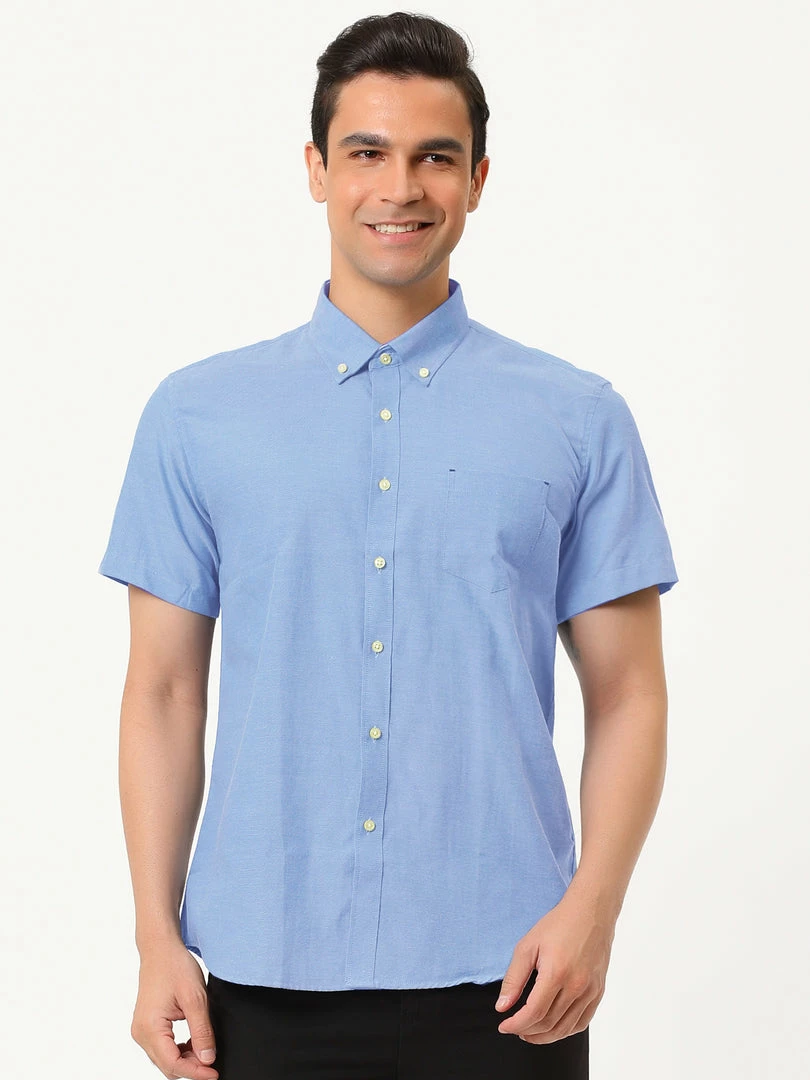 Allegra K Men's Summer Formal Solid Color Button Down Short Sleeves Dress Shirt 36 Allegra K Men's Summer Formal Solid Color Button Down Short Sleeves Dress Shirt