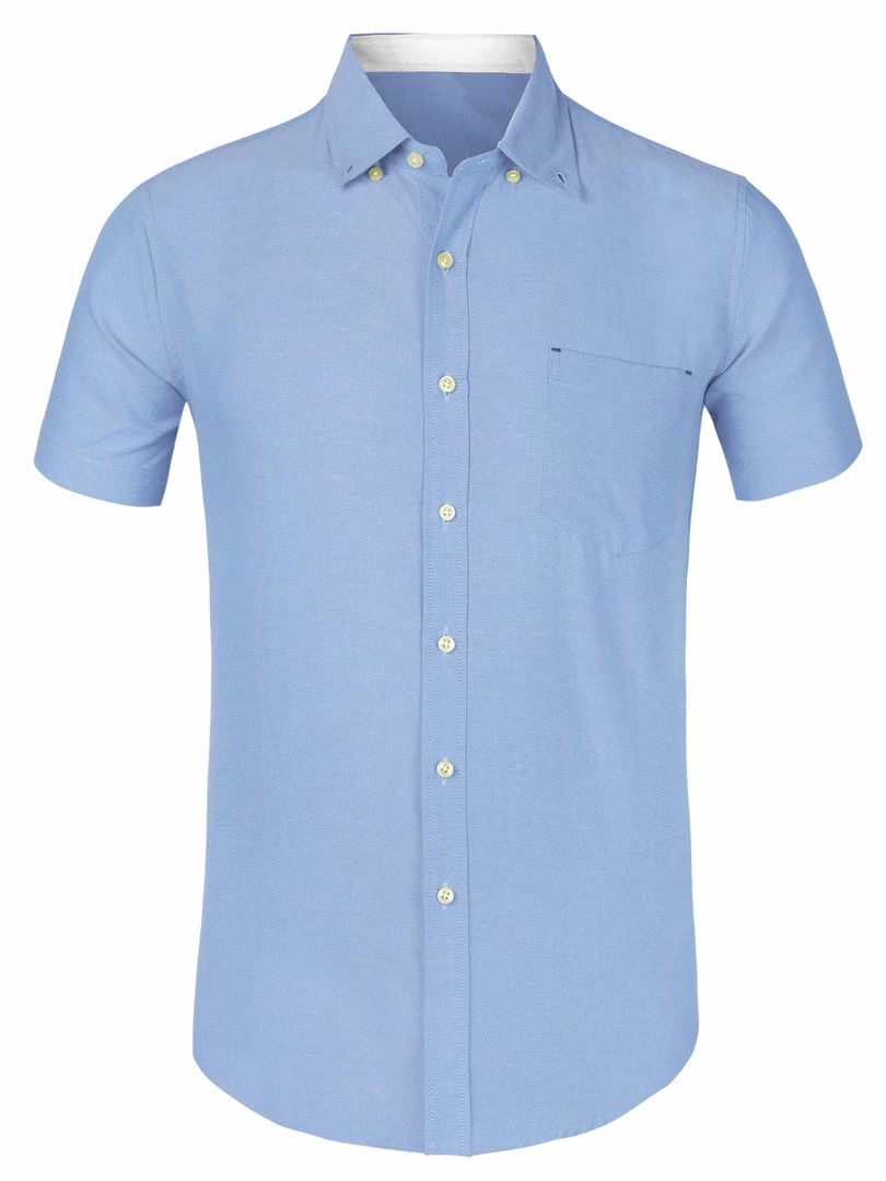 Allegra K Men's Summer Formal Solid Color Button Down Short Sleeves Dress Shirt 34 Allegra K Men's Summer Formal Solid Color Button Down Short Sleeves Dress Shirt