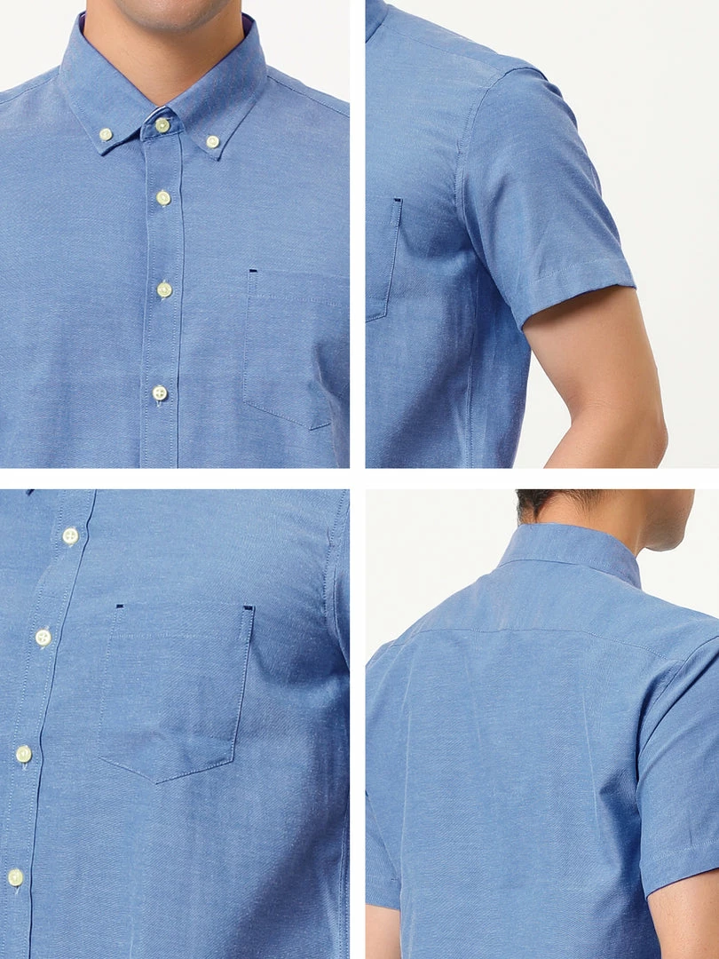 Allegra K Men's Summer Formal Solid Color Button Down Short Sleeves Dress Shirt 27 Allegra K Men's Summer Formal Solid Color Button Down Short Sleeves Dress Shirt