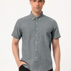 Allegra K Men's Summer Formal Solid Color Button Down Short Sleeves Dress Shirt 65 Allegra K Men's Summer Formal Solid Color Button Down Short Sleeves Dress Shirt