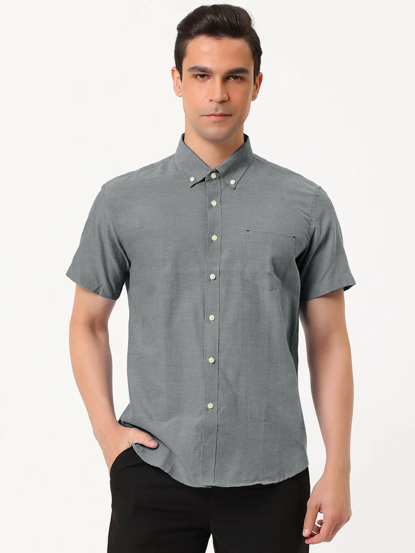 Allegra K Men's Summer Formal Solid Color Button Down Short Sleeves Dress Shirt 17 Allegra K Men's Summer Formal Solid Color Button Down Short Sleeves Dress Shirt