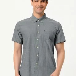 Allegra K Men's Summer Formal Solid Color Button Down Short Sleeves Dress Shirt 66 Allegra K Men's Summer Formal Solid Color Button Down Short Sleeves Dress Shirt