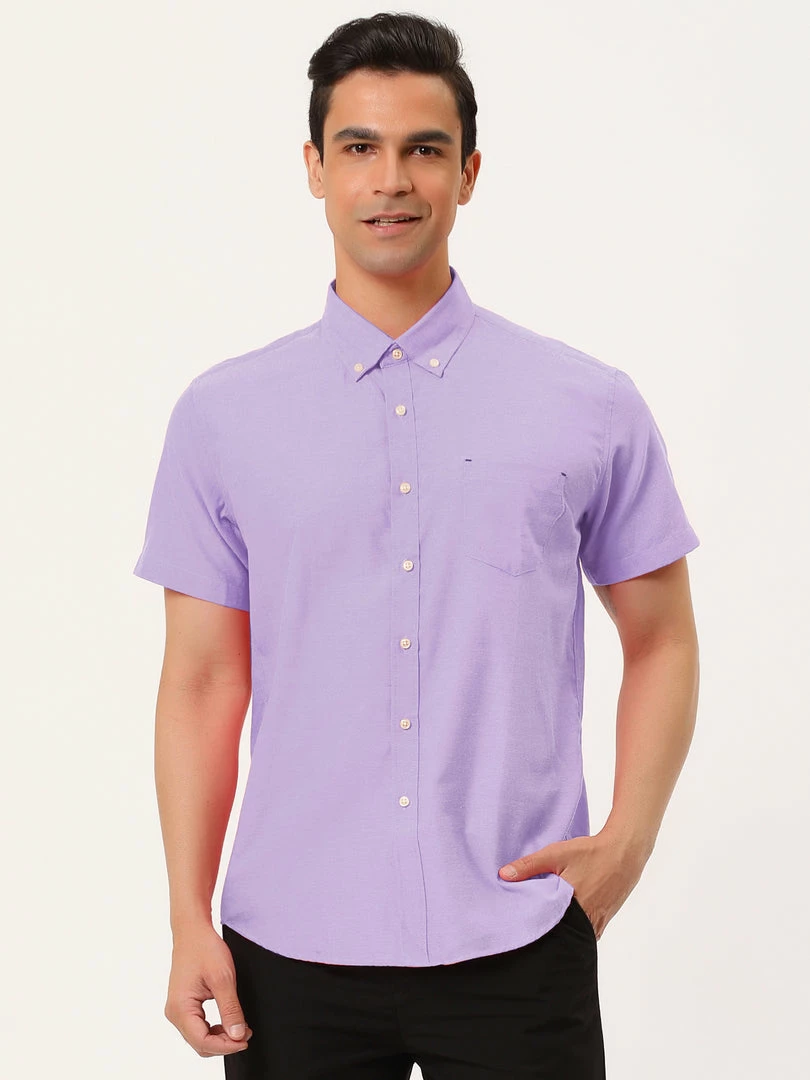 Allegra K Men's Summer Formal Solid Color Button Down Short Sleeves Dress Shirt 5 Allegra K Men's Summer Formal Solid Color Button Down Short Sleeves Dress Shirt