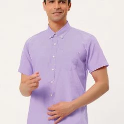 Allegra K Men's Summer Formal Solid Color Button Down Short Sleeves Dress Shirt 54 Allegra K Men's Summer Formal Solid Color Button Down Short Sleeves Dress Shirt