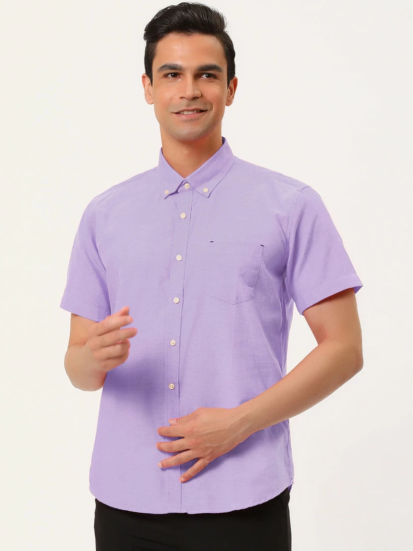 Allegra K Men's Summer Formal Solid Color Button Down Short Sleeves Dress Shirt 6 Allegra K Men's Summer Formal Solid Color Button Down Short Sleeves Dress Shirt