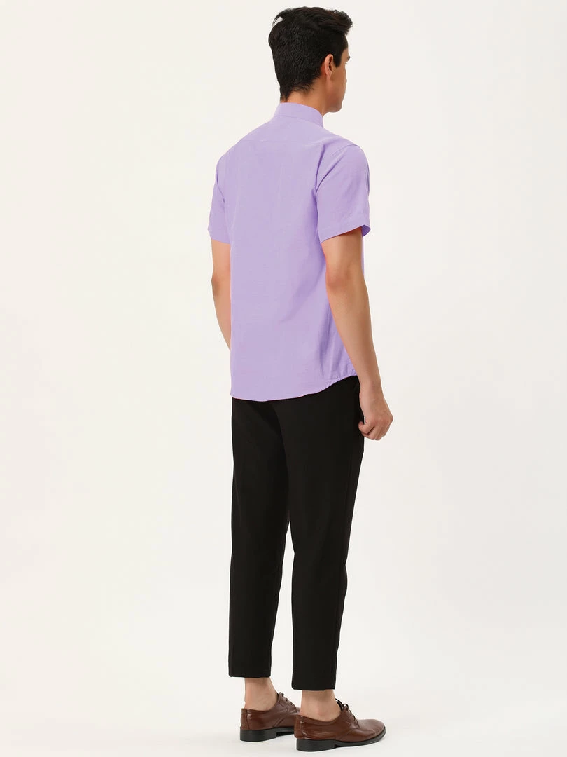 Allegra K Men's Summer Formal Solid Color Button Down Short Sleeves Dress Shirt 8 Allegra K Men's Summer Formal Solid Color Button Down Short Sleeves Dress Shirt