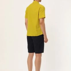 Allegra K Men's Linen Shirt Summer Casual Camp Collar Short Sleeve Button Down Beach Shirts