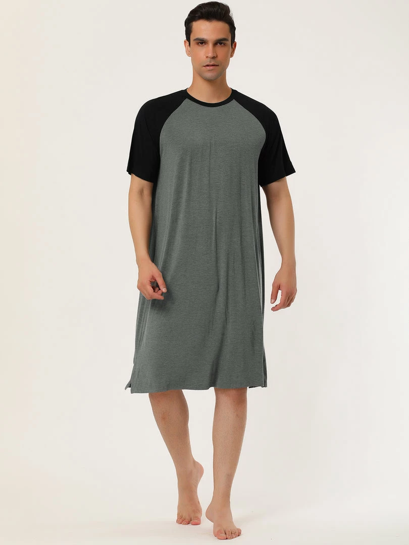 Allegra K Men's Nightshirt Nightwear Raglan Sleeves Comfy Lounge Soft Pajamas Loose Sleep Shirt Nightgown 5 Allegra K Men's Nightshirt Nightwear Raglan Sleeves Comfy Lounge Soft Pajamas Loose Sleep Shirt Nightgown