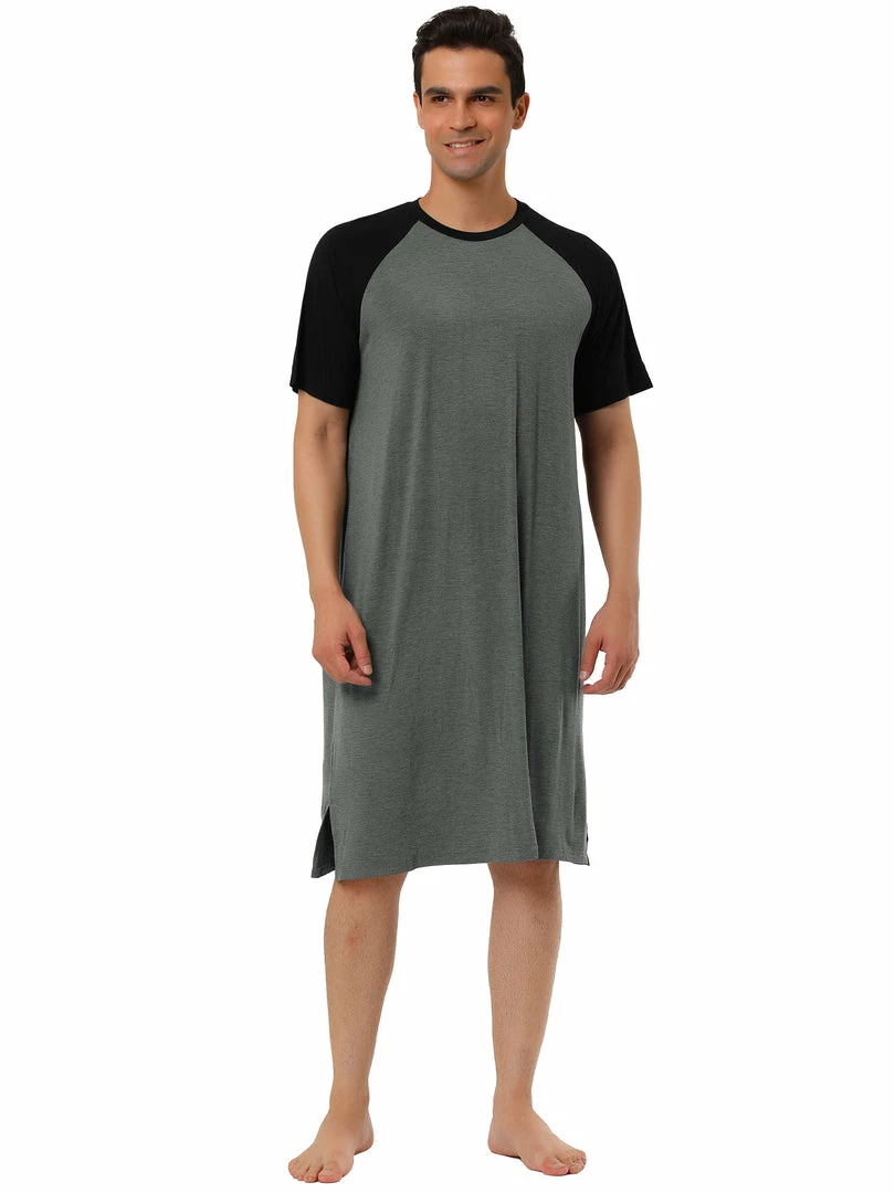 Allegra K Men's Nightshirt Nightwear Raglan Sleeves Comfy Lounge Soft Pajamas Loose Sleep Shirt Nightgown 4 Allegra K Men's Nightshirt Nightwear Raglan Sleeves Comfy Lounge Soft Pajamas Loose Sleep Shirt Nightgown