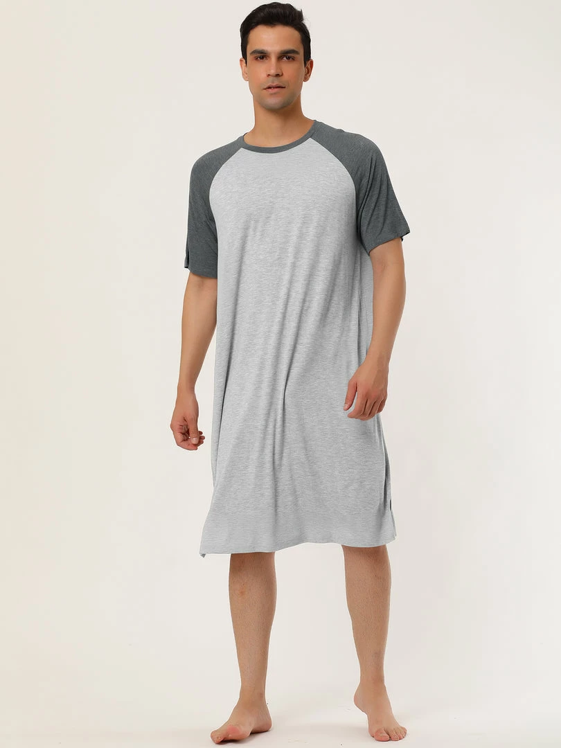 Allegra K Men's Nightshirt Nightwear Raglan Sleeves Comfy Lounge Soft Pajamas Loose Sleep Shirt Nightgown 12 Allegra K Men's Nightshirt Nightwear Raglan Sleeves Comfy Lounge Soft Pajamas Loose Sleep Shirt Nightgown